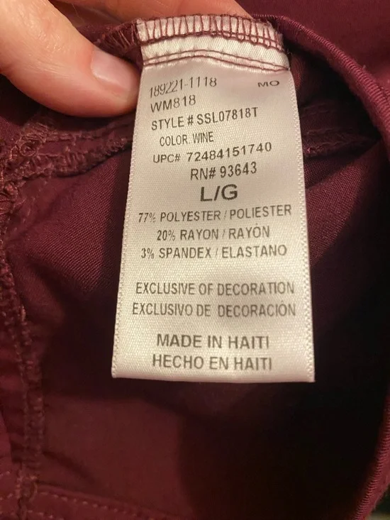 ScrubStar Women’s Scrub Top in Burgundy - Picture 5 of 5